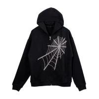 QWEEK Emo Grunge Tracksuit Black Gothic Zip Up Hoodies Women Autumn Dark Academia Spider Web Coat Punk Sweatshirts Alt Clothes