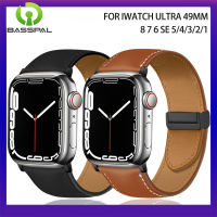 สายหัวเข็มขัดแม่เหล็กพับได้สำหรับสายคาด Apple Watch อัลตร้า8 7 6 SE 5 4 49มม. 45มม. 41มม. 44 40มม. สายรัดข้อมือหนังสำหรับ I Watch Series 42 38มม. 3 2 1