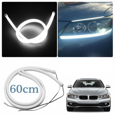 2ชิ้นไฟหน้ารถแบบอ่อนแถบไฟ LED สัญญาณไฟสีขาวขนาด60ซม. E60เหมาะสำหรับ BMW E36 E39 E53 E92 E46 E70 E71 E82 E87 E89 E91 E93