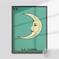 Oteria La Luna Crescent Moon Art พิมพ์,โปสเตอร์ Retro Abstract,ภาพพื้นบ้านเม็กซิกัน,ภาพวาดผ้าใบ,เหมาะสำหรับ Wall Room Home Decor,การออกแบบที่ไม่ซ้ำกัน