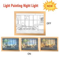 USB Bedside Light LED Lighting Painting Art Lamp Home Decor Sunshine Painting Night Light Creative Birthday Christmas Gift