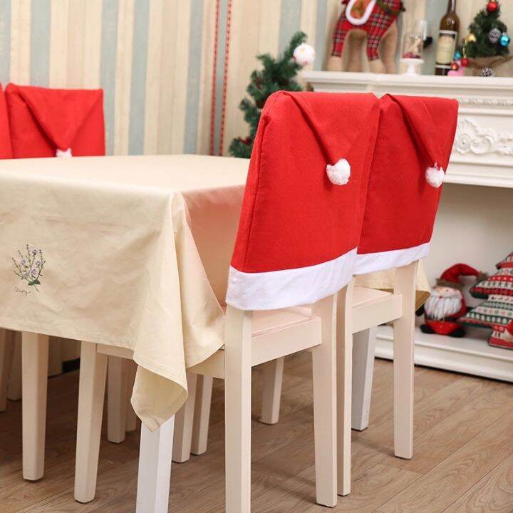 dimama-cod-1-2-4-6-8pcs-ผ้าคลุมเก้าอี้คริสต์มาส-ตกแต่งเก้าอี้-santa-hat-chair-covers-ผ้าคลุมหลังเก้าอี้หมวกซานตาคลอสสีแดง