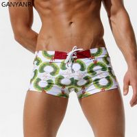 GANYANR Brand Mens Sexy Swim Wear Swimwear Summer Surf Board Shorts Men Swimsuits Swimming Boxer Trunks Gay Man Bathing Suits Swimwear