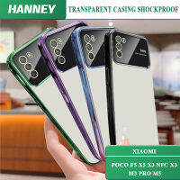 HANNEY สำหรับ Xiaomi POCO F5 X3 X5 NFC X3 M3โปรหน้าต่างขนาดใหญ่ M5เคสโทรศัพท์เลนส์เต็มตัวป้องกันกล้องด้วยไฟฟ้าเคสใสใสเคลือบ TPU นุ่มกันกระแทก MM-07ฝาครอบหลัง