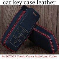 ✶ Only Red hot hand sewing leather car key case leather cover DIY fit for TOYOTA Corolla Crown Prado Land Cruiser Levin Highlander