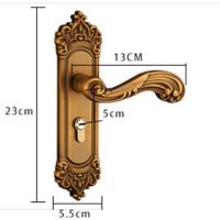 Security Entrance Lever Door Handle with Three Keys for Office or Front Door Vintage Retro Mortise Interior Door Lock Latch