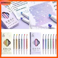 CHINHOUU 6PCS ความเงางามสูง ไฮไลท์แวววาว เงาสีสันสดใส พลาสติกทำจากพลาสติก ปากกามาร์กเกอร์ สร้างสรรค์และสร้างสรรค์ ปากกาฟลูออเรสเซนต์ ของขวัญสำหรับนักเรียน