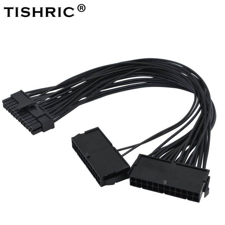 ยืดหยุ่น-tishric-dual-psu-atx-24pin-สายต่ออะแดปเตอร์-atx-20-4-24pin-แหล่งจ่ายไฟ-sync-starter-add2psu-riser-สำหรับ-btc-mining-miner