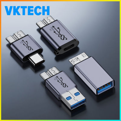 Vktech อะแดปเตอร์การถ่ายโอนข้อมูล USB-A/ประเภท C เป็น Micro B แปลงการถ่ายโอนข้อมูล7.5W Gen2 USB3.1สำหรับโทรศัพท์มือถือเคเบิลฮาร์ดไดรฟ์