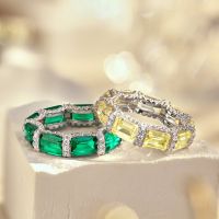 Emerald Rings for Women S925 Sterling Silver White Gold Plated Created GemStones Fine Jewelry Drop Shipping