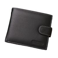 Dompet Pria Kulit Asli 100% Dompet Kulit Sapi Asli Produk พรีเมี่ยม Untuk Pria Dompet Tempat Kartu Kredit Tunai Hitam Pendek