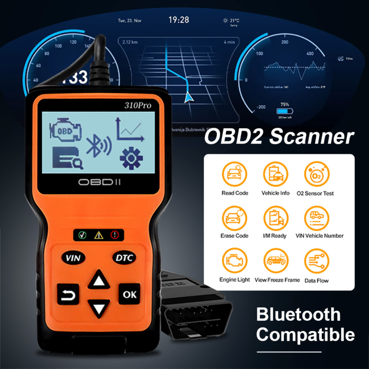 Bluetooth OBD2 OBDII Car Diagnostic Scanner Auto Fault Code Reader