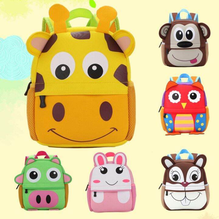 2023-hot-children-backpacks-3d-giraffe-design-girl-boys-school-bags-toddler-kids-neoprene-schoolbag-kindergarten-cartoon-pouch