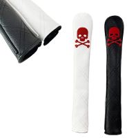 Skull Golf Alignment Rod Cover PU Leather Soft Head Protector Embroidered Surface Aim Training Aid Headcover Golf Accessories