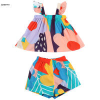 OASHTH Childrens clothing girls summer floral cloth sling suit new trendy girl baby thin two-piece set