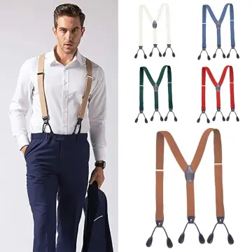Suspenders for Men Heavy Duty Clips Elastic Adjustable Straps Vintage X Back