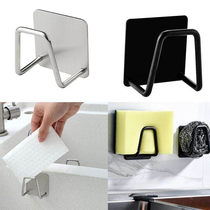 Kitchen Sponges Holder Self Adhesive Sink Sponges Drain Drying Rack 304