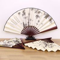 1pcs Retro Folding Silk Fan Chinese Style Decorative Men Pocket Bamboo Handle Hand Fan for Stage Performance Decor Craft Fan