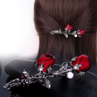 Rose ดอกไม้คริสตัล Hairpin คลิปผม Rhinestone Leaf Hair Pin หญิง Hairpins ผู้ถือหางม้าอุปกรณ์เสริมผม...