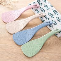 ▽ 1PC Lovely Kitchen Ladle Non Stick Rice Paddle Meal Spoon Wheat Straw PP Household Plastic Non-Stick Rice Spoon