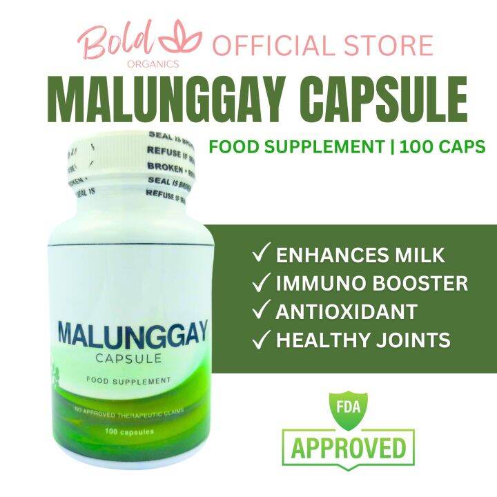 BOLD ORGANICS MALUNGGAY CAPSULE 100 CAPS, ENHANCES MILK PRODUCTION, FOR
