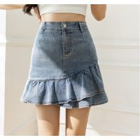 COD ♚┇ vffe899 SK2023 -MSIA Ready Stock Female Short Skirt High Waist Skirt With Inner Pant 显瘦荷叶边包臀高腰a字短裙裤