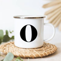 Letter Print Mugs Creative Coffee Tea Cups Drinks Dessert Breakfast Milk Cup Enamel Mugs Handle Drinkware Gifts for Kids Friends