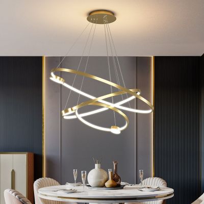 [COD] room chandelier modern minimalist all-copper atmosphere light luxury home dining bedroom ring circle