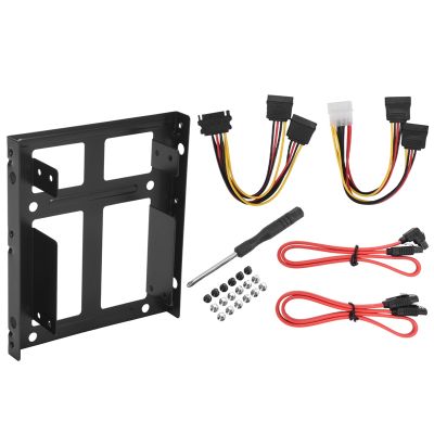 Dual SSD HDD Mounting Bracket 3.5 to 2.5 Internal Hard Disk Drive Kit Cables 2.5 Hard Disk Drive to 3.5 Bay Tray Caddy