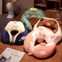 Cartoon U-shaped Pillow Plush Memory Foam Animal Shape Nap Pillow Office Student Portable Pillow Travel Pillow Neck Pillow