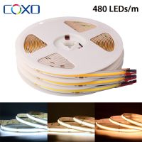 5m/lot 16.4ft COB LED Strip Light 480 LEDs/m Lighting Flexible Tape Ribbon RA90 DC12V 24V Dimmable 3000K 4000K Led Strips Lights