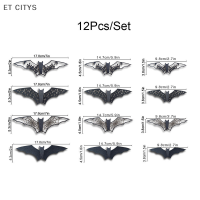 ET CITYS สติกเกอร์ติดผนังลายค้างคาวกลวง3D ฮาโลวีน12 24 36ชิ้นสติกเกอร์ค้างคาวสีดำตกแต่งห้องปาร์ตี้รูปลอกสยองขวัญฮาโลวีนค้างคาวถอดออกได้