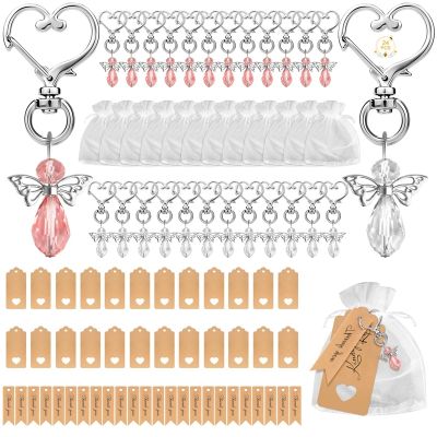 24PCS Angel Keychains, Guardian Angel Pendants with Organza Bags and Thank You Tag for Wedding Party Return Gifts Favors