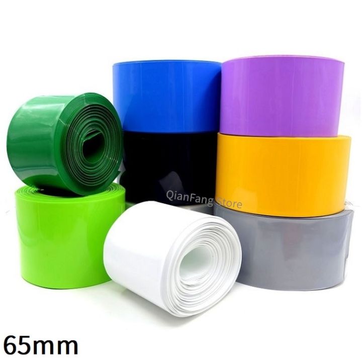 pvc-heat-shrink-tube-65mm-width-blue-multicolor-shrinkable-cable-sleeve-sheath-pack-cover-for-18650-lithium-battery-film-wrap