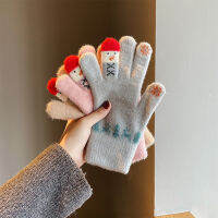 Womens Mittens Woollen Gloves Touch Screen Gloves Knitted Gloves Snowman Gloves Christmas Snowman Gloves