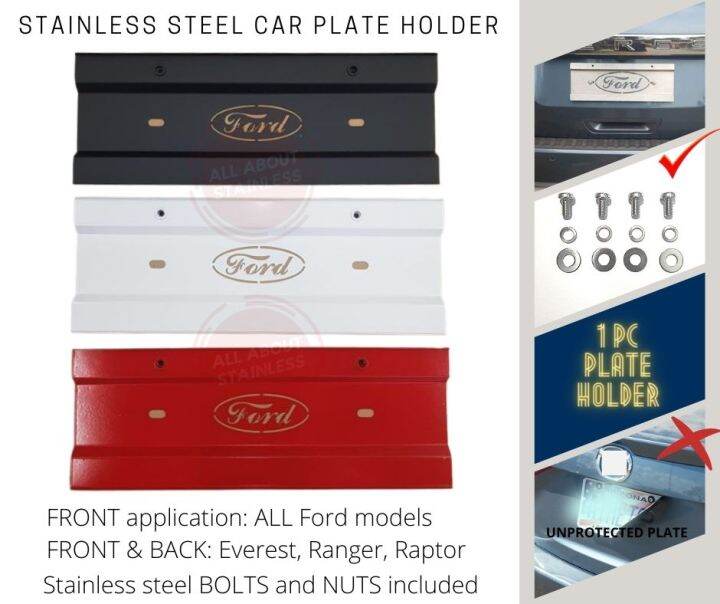 Ford Stainless Car Plate Holder (With Logo White) 1 pc. Lazada PH