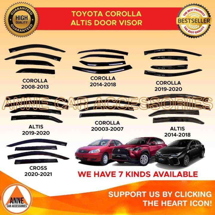 Window Rain Visor for Toyota Corolla Altis Cross 2003 2021 Rain