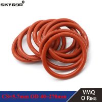 Hccdpqd ปะเก็นโอริง VMQ 5.7Mm OD 40 270มม. เครื่องล้างกันน้ำยางซิลิโคนหุ้มฉนวนทรงกลมซีลเกรดอาหารสีแดง5ชิ้น