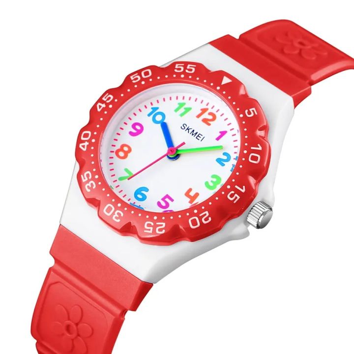 นาฬิกาควอทซ์แฟชั่นรูปดอกไม้น่ารักสำหรับเด็กหญิงเด็กชายกันน้ำนาฬิกาข้อมือแอนะล็อกแนวสปอร์ตสำหรับเด็ก