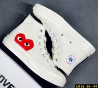 รองเท้าCOMME DES GARCONS PLAY X CONVERSE CHUCK 70 HIGH-TOP SNEAKERS WHITE SIZE.36-44 รองเท้าคอนเวิส รองเท้าผ้าใบสีขาว รองเท้าใส่ทำงาน ทรงสวย ยืดเกาะได้ดี