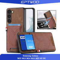 EPTWOO สำหรับ Samsung Galaxy M32 M13 M14 M33 M53 4G 5G กรณีโทรศัพท์ PU หนังกันกระแทกป้องกันลายนิ้วมือออกแบบขนาดใหญ่พิเศษพร้อมที่นั่งการ์ดยีนส์นุ่มปกหลัง SD-D5