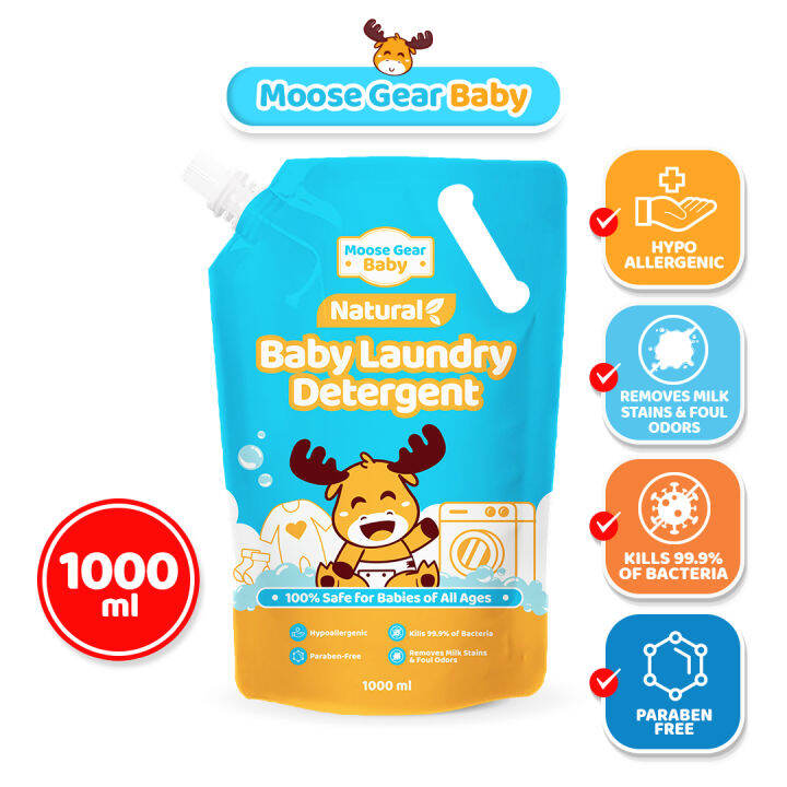 Moose Gear Baby Laundry Detergent Mild Fresh Liquid Antibacterial Wash for Babies Kids Infant