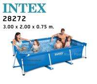 INTEX รุ่น 28272 สระว่ายน้ำ สระน้ำสำเร็จรูป ทรงสี่เหลี่ยมเฟรม (3.0 x 2.0 x 0.75 m)