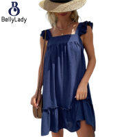 95%polyester+5% Spandex Women New Holiday Style Beach Skirt Short Loose Suspender Dress【fast】