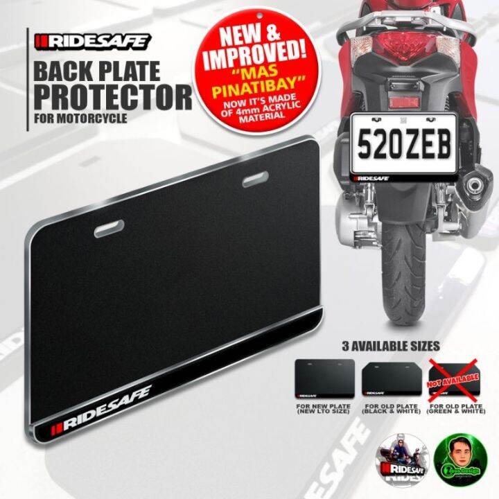 BACK PLATE PROTECTOR RIDE SAFE (for Motorcycle TEMPORARY PLATE NEW