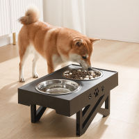 Dogs Double Bowls with Stand Adjustable Height Feeding Dish Bowl Medium Big Dog Elevated Food Water Feeders Cat Lift Table