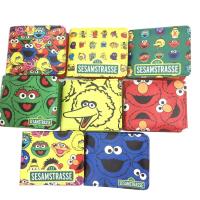 Sesame Street Men กระเป๋าสตางค์ผู้หญิงช่องเสียบการ์ด2ช่อง,ช่องซิป1ช่อง Dompet Koin PU อะนิเมะ1ช่องใส่อัลบั้มรูป2ช่องใส่ธนบัตร