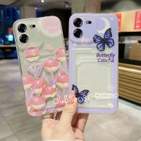 เคสโทรศัพท์ Tecno Pova 5 Pro 4 Pro Spark 10C 10 Pro 5G 4G เคส ปลอกออกแบบใหม่การ์ตูนซันไชน์หน้ายิ้มผีเสื้อดอกทิวลิปที่ใส่การ์ดซิลิโคนใสปกอ่อน Case 2023