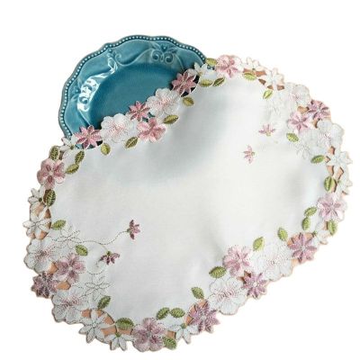【CC】✑♛  Luxury flowers place mat pad cloth embroidery cup coffee tea doily coaster dish placemat wedding party kitchen