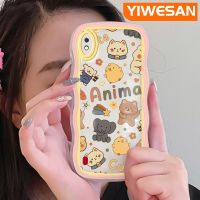 YIWESAN เคส A71ซิลิโคนนิ่มลายคลื่นการ์ตูนสัตว์น่ารัก A01 A10ปลอกสำหรับ Samsung เคสโปร่งใสป้องกันเลนส์กล้องแฟชั่น